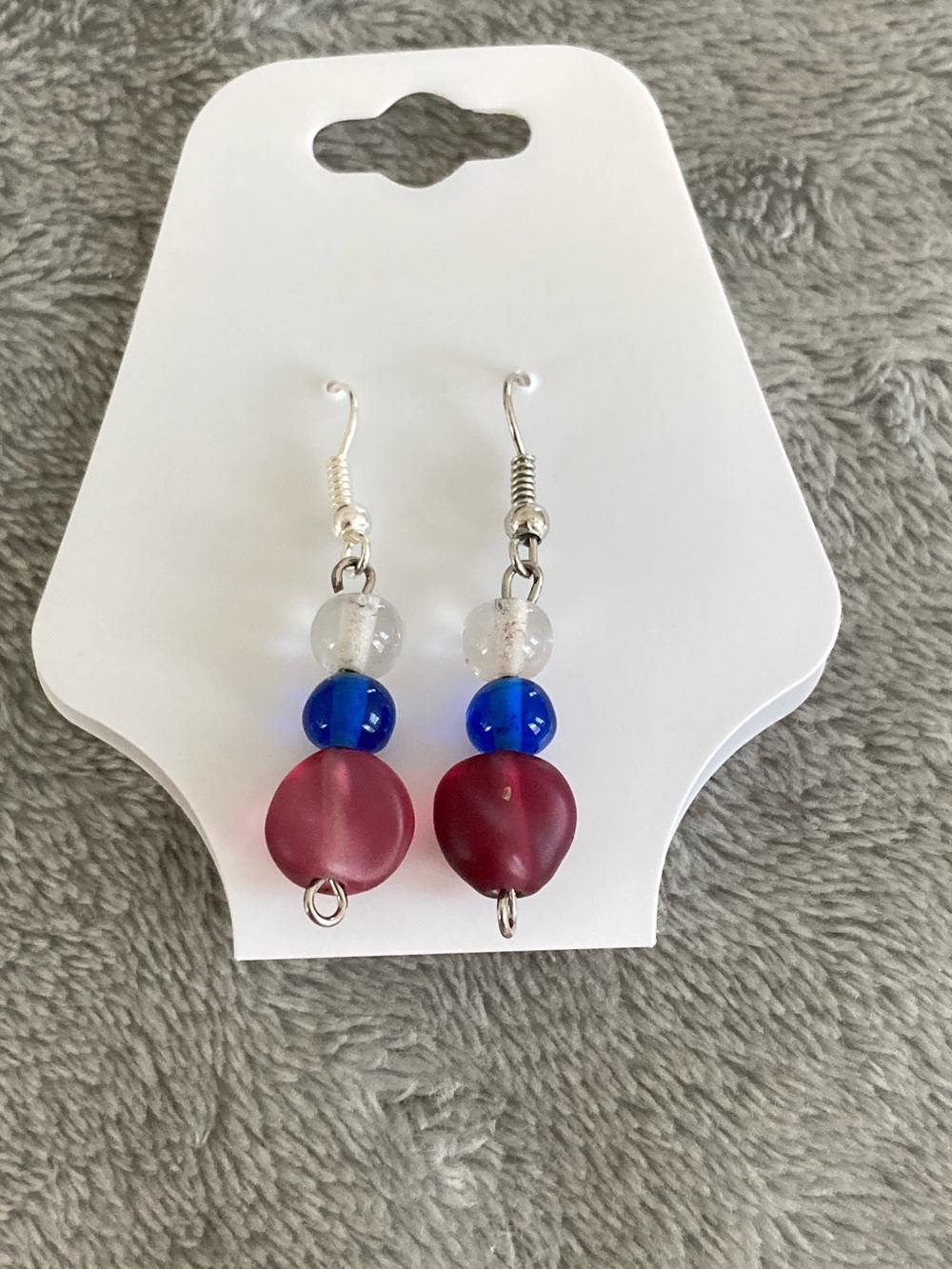 Purple and blue beaded earrings